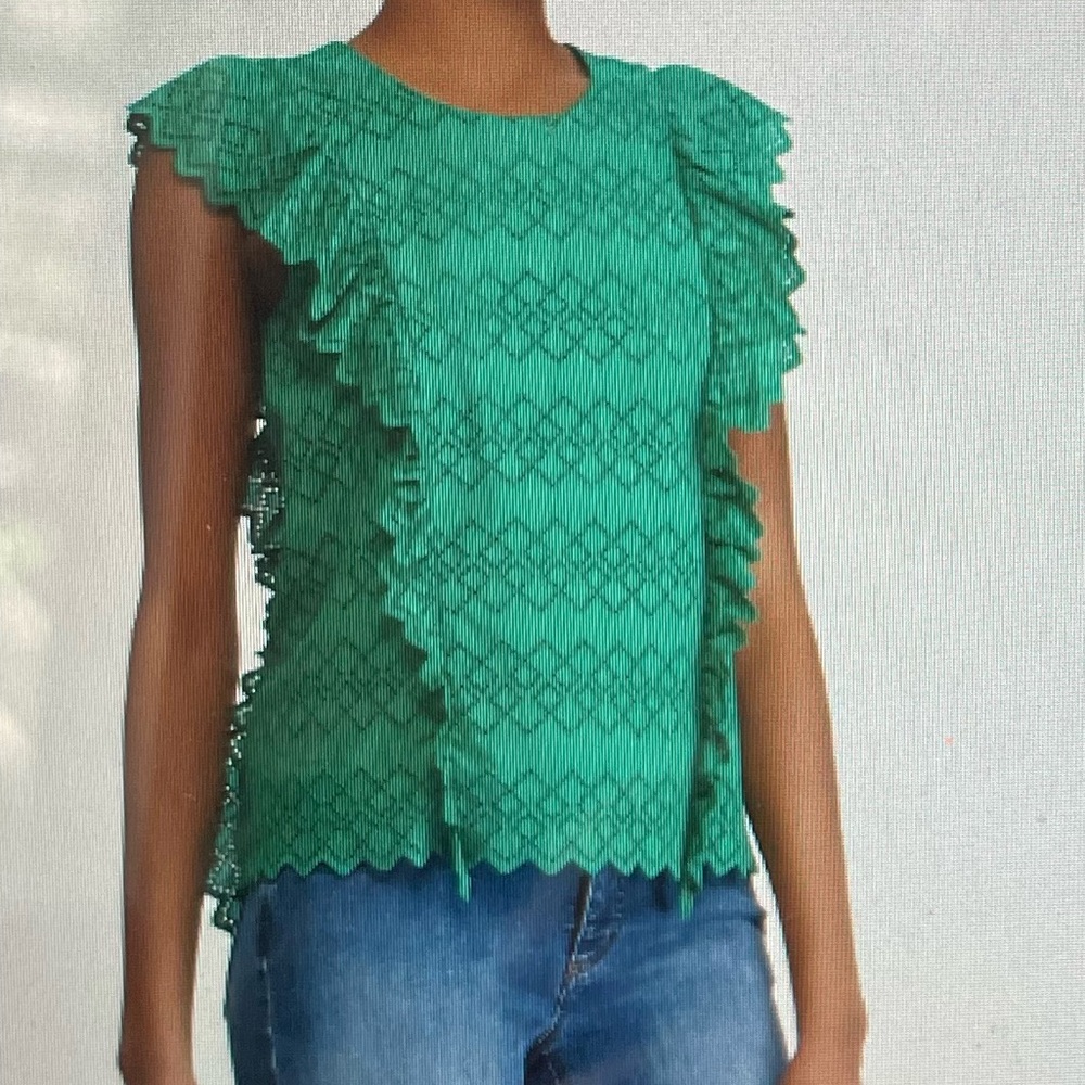 Lauren-Ralph Lauren Kelly green eyelet sleeveless top